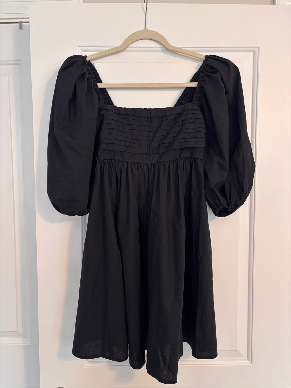 Abercrombie & Fitch Black Puff Sleeve Square Neck Mini Dress